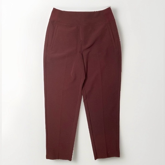 Athleta Endless High Rise Pant Size 6 Style 533636 Maroon Red tapered Stretch - Picture 3 of 9